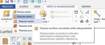 Ei valinta poistaa automaattisen mitoituksen kokonaan käytöstä kyseisessä näkymässä. Mitoitusvalintojen pudotusvalikon saat pysymään auki pitämällä samaan aikaan CTRL näppäintä pohjassa.