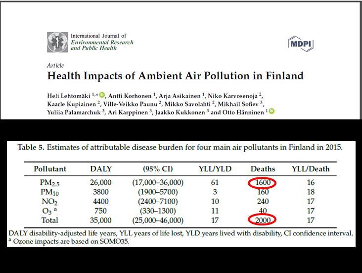 Puun pienpolton terveysvaikutukset Pienhiukkaset (PM 2.