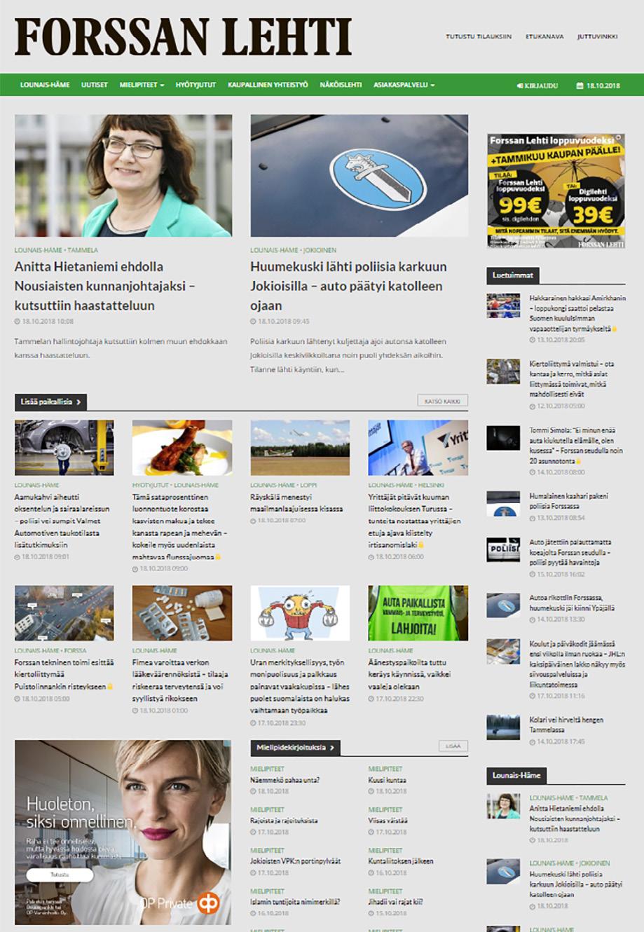 FORSSANLEHTI.FI 1. 728 x 90 / 980 x 120 / 980 x 400 3. 2. Forssan Lehden verkkolehti forssanlehti.fi tarjoaa sanomalehden vahvuudet ja luotettavan mediaympäristön myös verkossa. Forssanlehti.