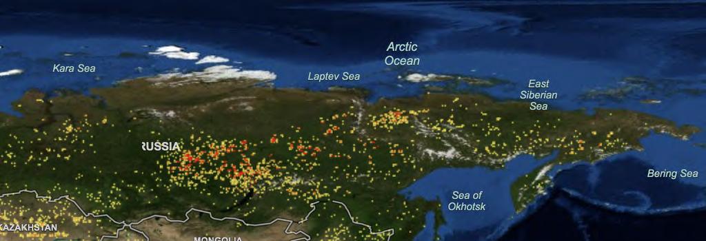 Metsäpalot Siperiassa MODIS