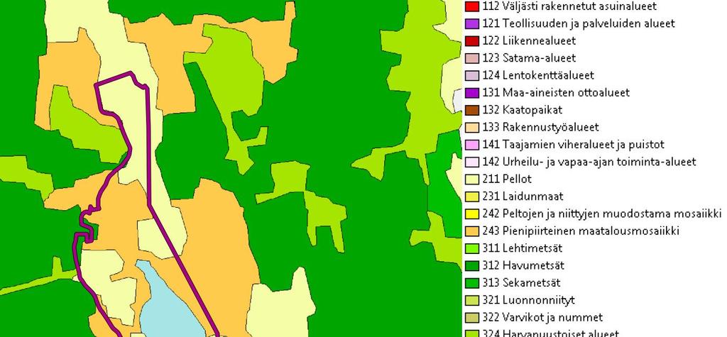 4 ovat pienialaisia ja osa niistä on peltoalueeseen sisältyviä metsäsaarekkeita. Ranta-alueilla on runsaasti olemassa olevia loma-asuntoja. Kuva 3.