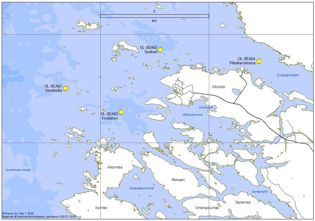 100 Figure D-1. Seawater sampling points in 2017. Table D-1. Coordinates and sampling depths of sampling points.