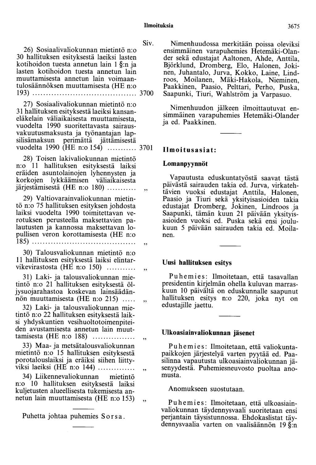 Ilmoituksia 3675 Siv.