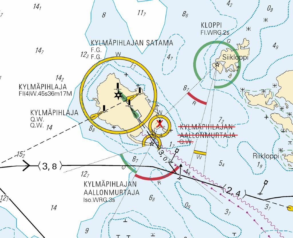 The amendments have been included in new editions of charts 41 and 127. 2 41, 127, E804, E804.1 Poista Stryk Delete KYLMÄPIHLAJAN AALLONMURTAJA Alempi Nedre Front 61 08.571'N 21 18.465'E 3079, (4421.