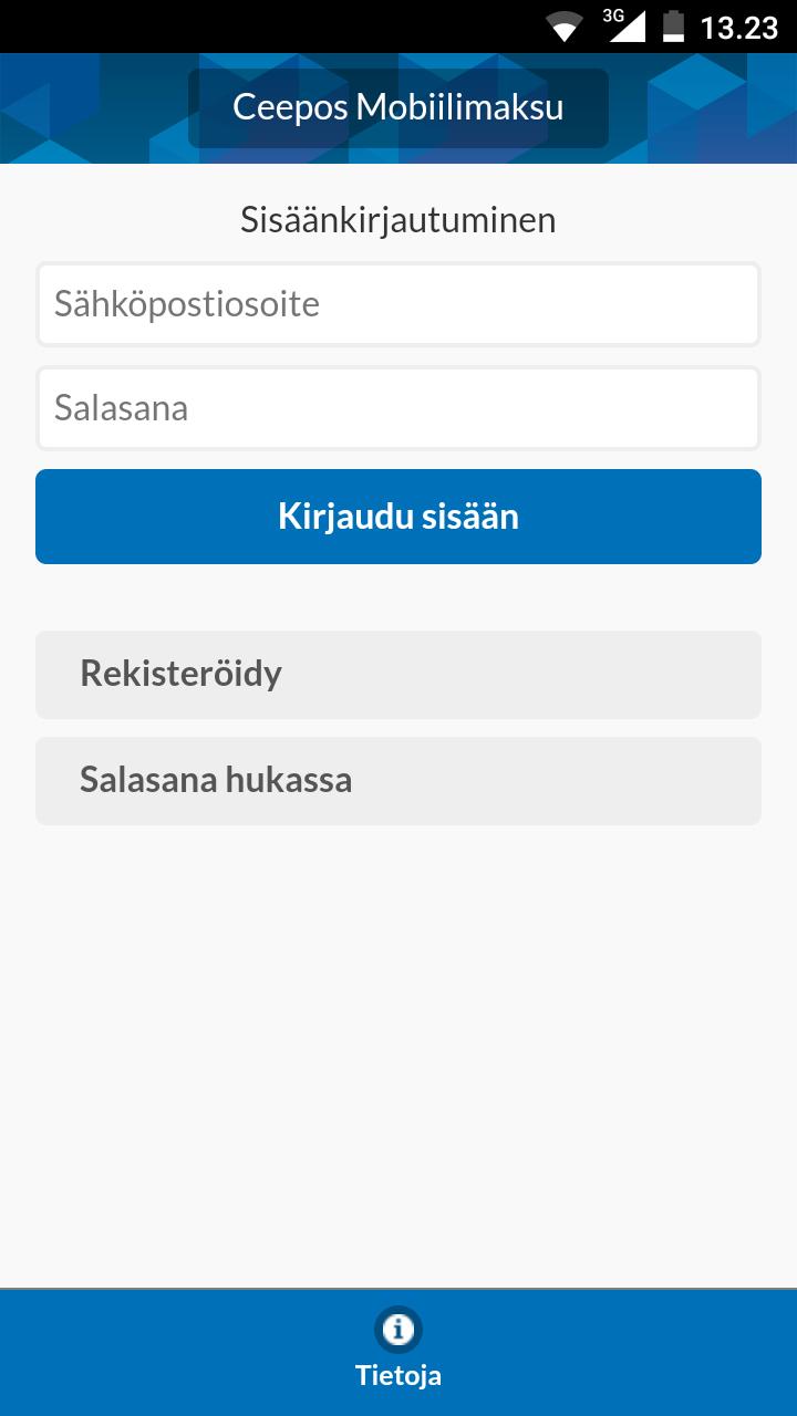 4 2.2. Sovelluksen avaaminen Ceepos Mobiilimaksun avaamiseen sinun tulee joko