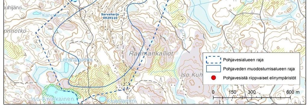 kankaan lajistoa eikä juurikaan kosteampien ympäristöjen rehevämpää lajistoa tai pohjavesivaikutusta ilmentävää