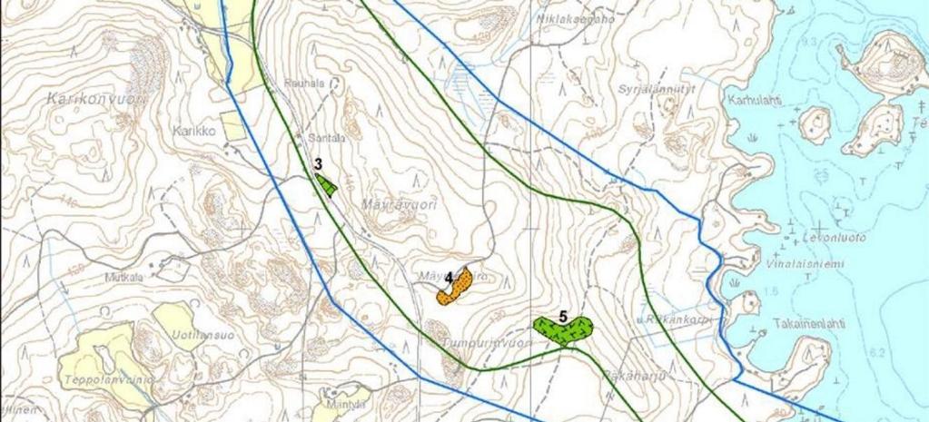 Ottoalueiden sijainti, numerointi, jälkihoidon tila ja kunnostustarvearvio on esitetty kuvassa 27. Kuva 27.