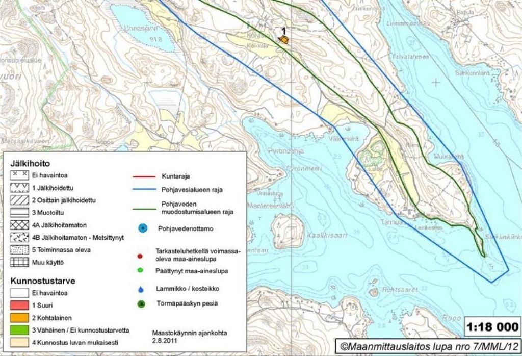 Maaainesottoalueen pinta-ala on 3,46 ha, josta kaivualueen pinta-ala on 0,73 km 2. Maa-aineslupa on myönnetty kymmeneksi vuoden kokonaisottomäärälle 19 000 m 3.