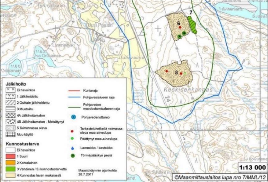 Maaainesottolupa on myönnetty kiinteistöille nro 291-404-8-228 ja 291-404-8-241 kymmeneksi vuodeksi kokonaisottomäärälle 170 000 m 3. Maa-ainesottoalueen pinta-ala on noin 1,7 ha.