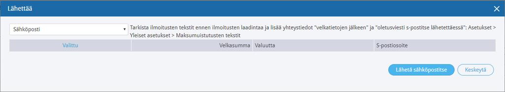 - Sähköposti muistutus lähetetään sähköpostitse kaikille asiakkaille, joiden tietoihin on lisätty sähköpostiosoite.