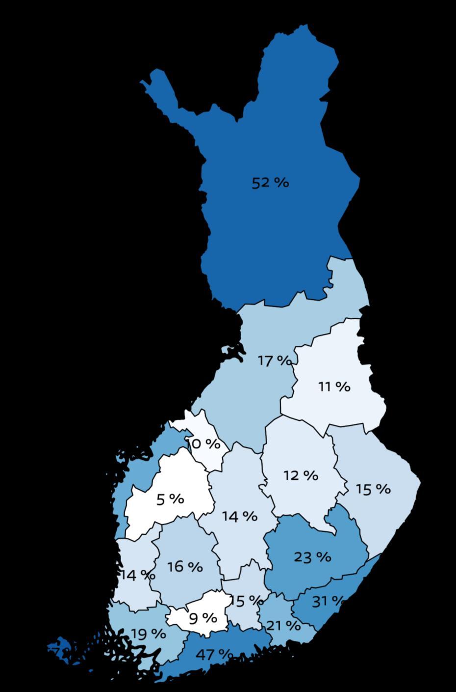 Uudellemaalle on erinomaiset ja Lappiin varsin hyvät suorat lentoyhteydet.