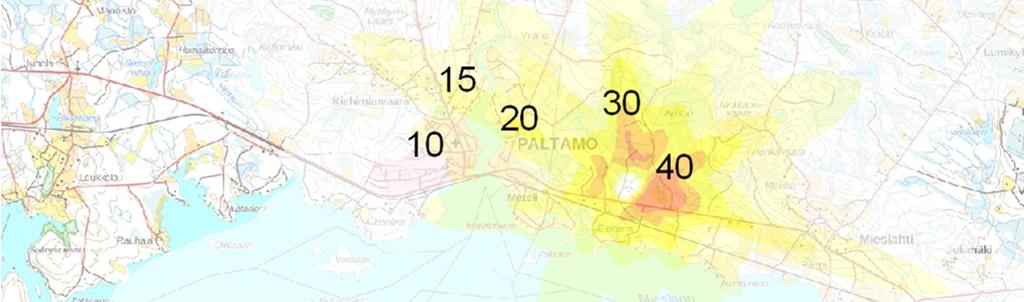 vuorokausiohjearvoon verrannollinen pitoisuus (µg/m 3 )
