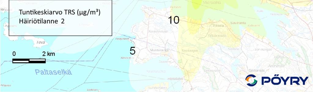 ) häiriötilanteessa tarkasteluvaihtoehdossa VE3 (laihojen hajukaasujen ohitus