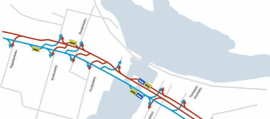 Ve 0+ Ve 3a LIIKENTEEN TOIMIVUUS Valtatien 14 uusi linjaus on muuttanut Savonlinnan keskusta-alueen liikennemääriä merkittävästi.