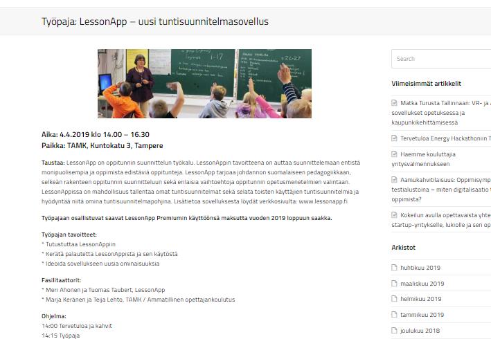 verkkosivuilla ja sosiaalisessa mediassa,