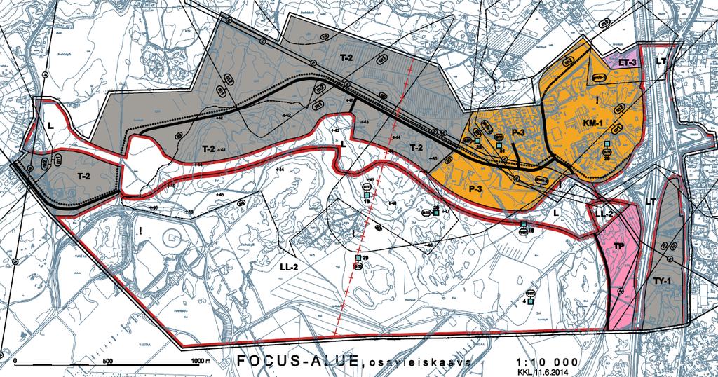 TUUSULAN KUNTA Sivu 9 / 13 Ote Focus-alueen osayleiskaavasta. Kunnassa on vireillä koko kuntaa koskevan strategisen yleiskaavan laadinta, Tuusulan yleiskaava 2040.