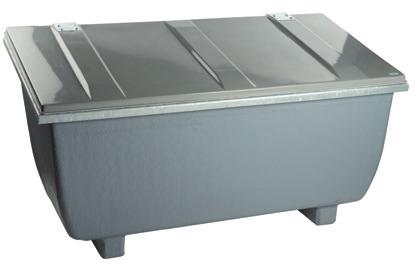 tuotenumero 40121 CT-350 l -hiekka-astiassa on vahvistettu kansi. Astiassa on kuumasinkitty teräskehys.
