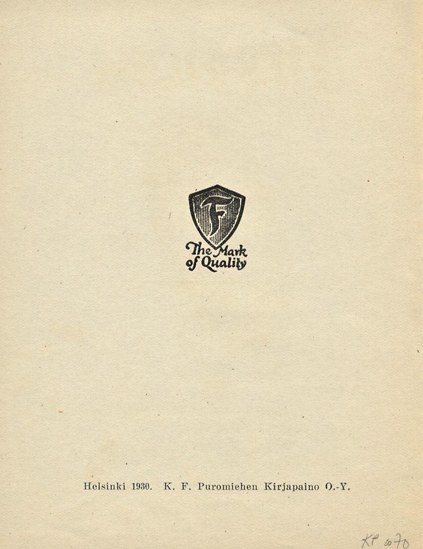 Helsinki 1930. K. F.