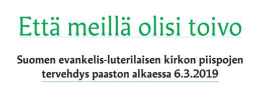 Kannustamme seurakuntia ja kaikkia kirkon toimijoita noudattamaan strategian suosituksia, liittymään Kirkon ympäristödiplomiin ja jatkamaan aktiivista ympäristötyötä.