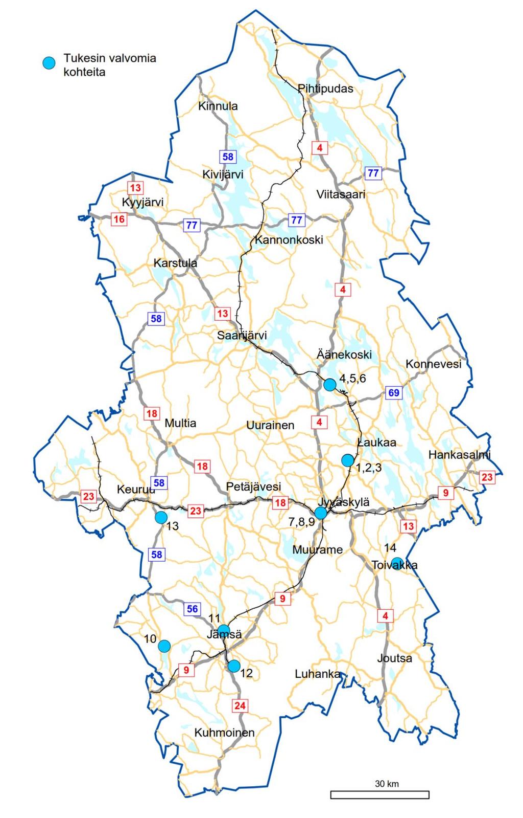 Sotilasräjähteitä varastoivien ja käsittelevien laitosten osalta Keski-Suomen pelastuslaitos on laatinut yhdessä Puolustusvoimien logistiikkalaitoksen kanssa ulkoisen pelastussuunnitelman, jossa on