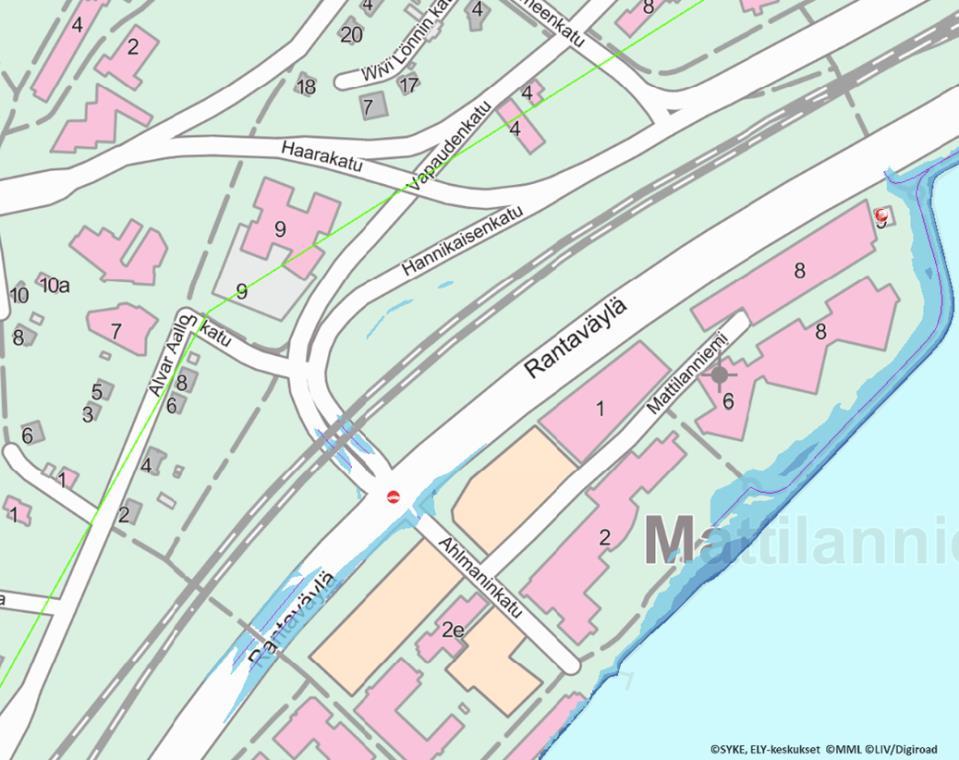 Hannikaisenkadun liittymän länsipuolella sekä Mannilan kohdalla suuntaisliittymässä valtatieltä 4 erkanevalle rampille. Kuva 9.