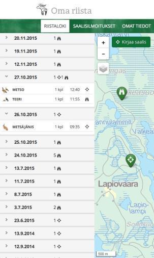 Oma riista -palvelu, yleistä Asiakaslähtöisesti kehitetty, helppokäyttöinen, ilmainen, sähköinen palvelu riistahavainnot