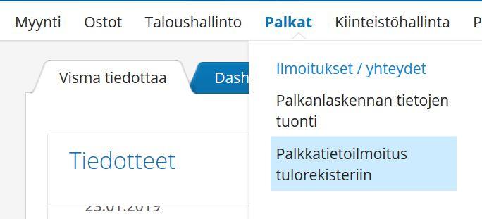 4(12) 3. Erillisilmoituksen käyttötapaukset 3.1. Erillisilmoitus-näkymä Erillisilmoitukseen liittyvä toiminnallisuus Visma Fivaldissa löytyy web-puolen Palkkatietoilmoitus tulorekisteriin -sovelluksesta omalta välilehdeltään.