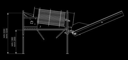 säkintäyttöpellit kahdelle säkille. Mitat Toimintakorkeus: 2250 3250 mm Max.