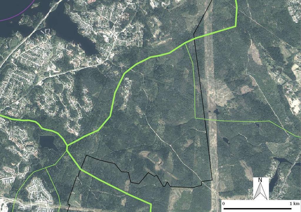 Yhteydet taajama-alueen reunojen metsäisillä alueilla Palvelevat vaativampaa ja häiriöherkempää metsälajistoa vaativat leveämpiä väyliä On arvioitu, että haja-asutusalueilla kulkevien yhteyksien