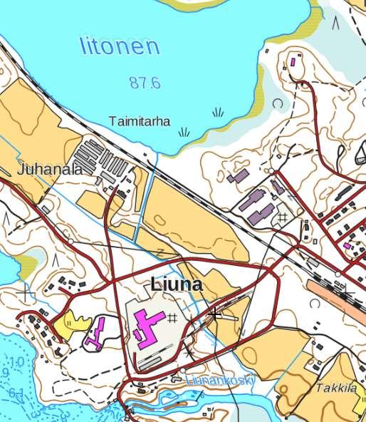 56 5.2.1.1 Energiankäytön nykytilanne Kuva 19. Liunan teollisuusalue (Karttapaikka 2019). Energiankäytön nykytilanteen tarkasteluissa lähtökohtana on huomioitu neljän yrityksen energiankulutus.