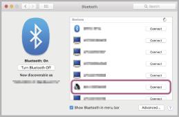 3 Rekisteröi kuulokkeet käyttämällä tietokonetta. 1. Valitse [ (System Preferences)] [Bluetooth] tehtäväpalkista näytön oikeassa alakulmassa. 2.