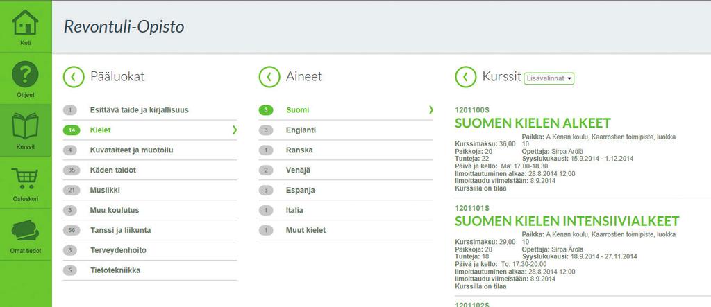 ILMOITTAUTUMINEN INTERNETISSÄ. Hae kurssi. Ilmoittaudu kurssille. Valitsemasi kurssit näkyvät ostoskorissa. Täytä ostoskorin henkilötietolomake. Tarkista tiedot. Lähetä ilmoittautuminen.