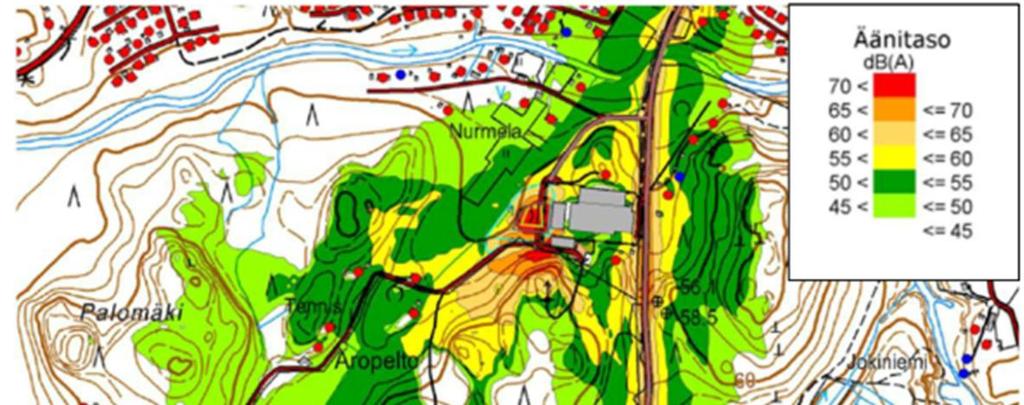 Luvan myöntämisen jälkeen melutarkkailua on tehty ympäristöluvan mukaisesti mittaamalla.
