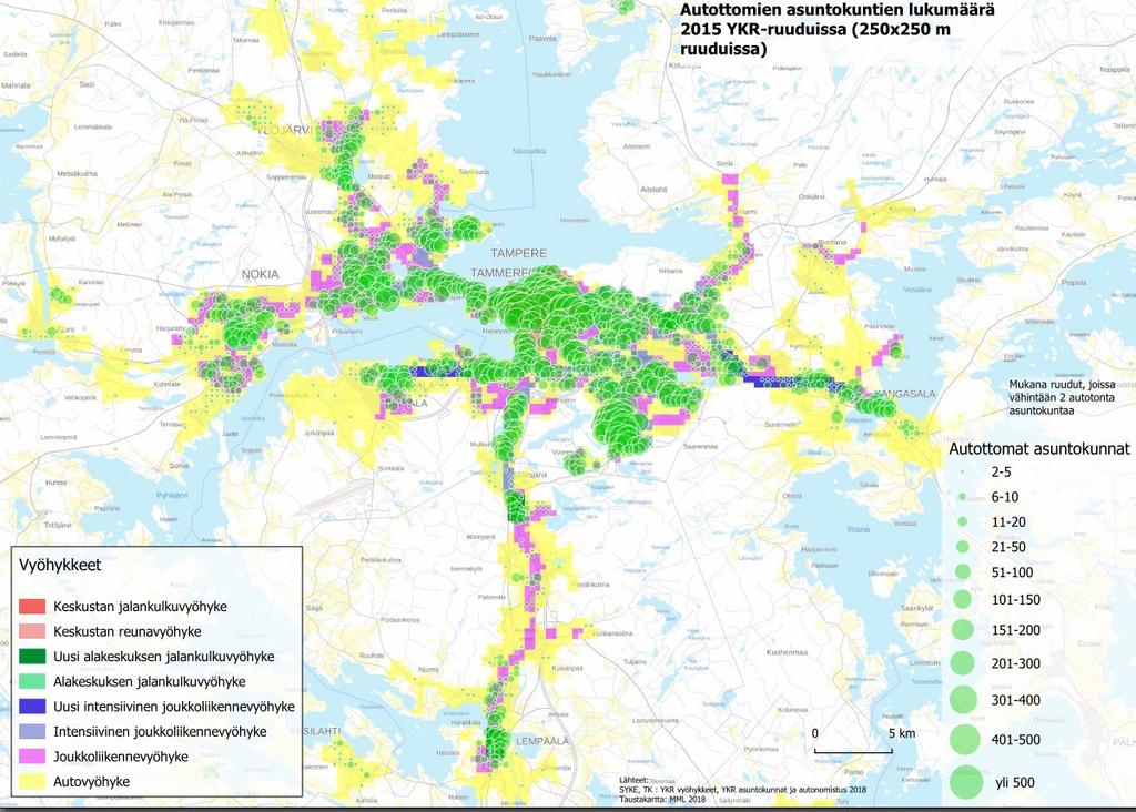 Autottomia talouksia on myös ympäryskuntien alueella erityisesti niiden keskustojen ympäristössä.