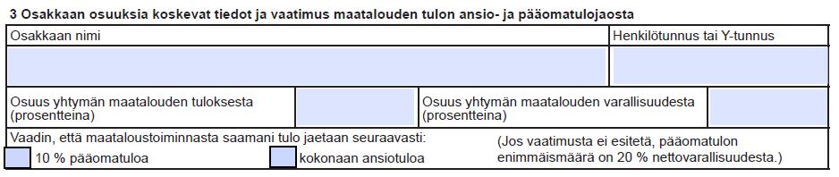 2Y - Maatalousyhtymän maatalouden veroilmoitus 36-lomakkeen poistumisen johdosta 2Y:lle on lisätty osatietoryhmä osakkaita koskevista tiedoista Kyseisiä osakaskohtaisia tietoja tulee kuitenkin