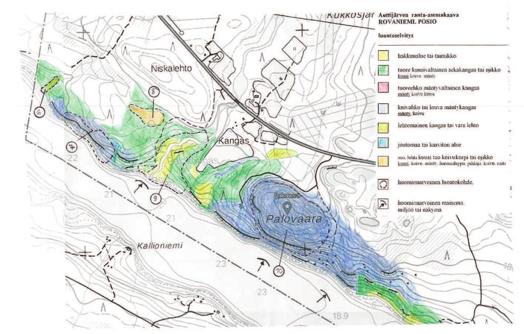 2.1.6 Posion yhteismetsän alueen itäosa POSIO Maa- ja kallioperä ja hydrologia Tarkasteltavan alueen länsiosassa on runsaasti lähteitä ja rinnealueen tihkupintoja sekä lähteistä alkunsa saavia noroja.