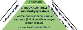 34 Kuormituksen seuranta 419 Kuva: Hermolihasjärjestelmän kuormitusseurannan ja voima-nopeusominaisuuksien kehittymisen seurannan hierarkkinen rakenne osana voimaharjoittelun jatkumoa. 34.