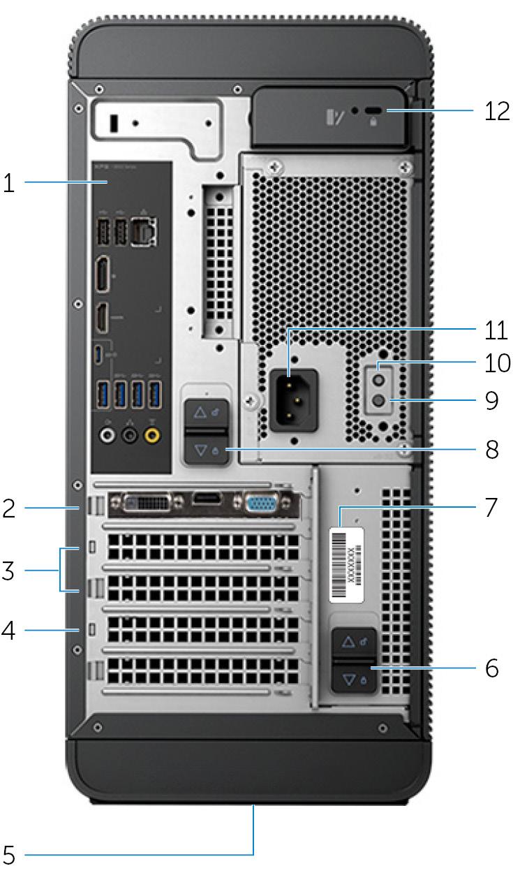Takana 1 Taustapaneeli USB-, audio-, video- ja muiden laitteiden liittämiseen.