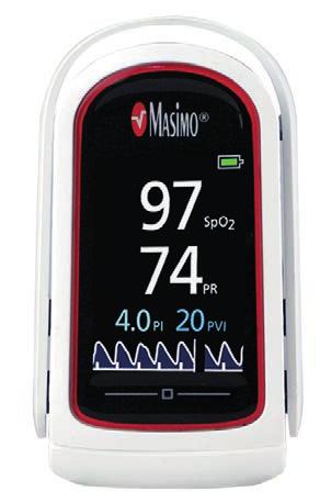 Mittausalue: SpO 2 1 100 %, pulssitaajuus 25 240 BPM, perfuusio 0,02-20 %. Mitat: 15,7 x 7,6 x 3,6 cm, paino 317 g.