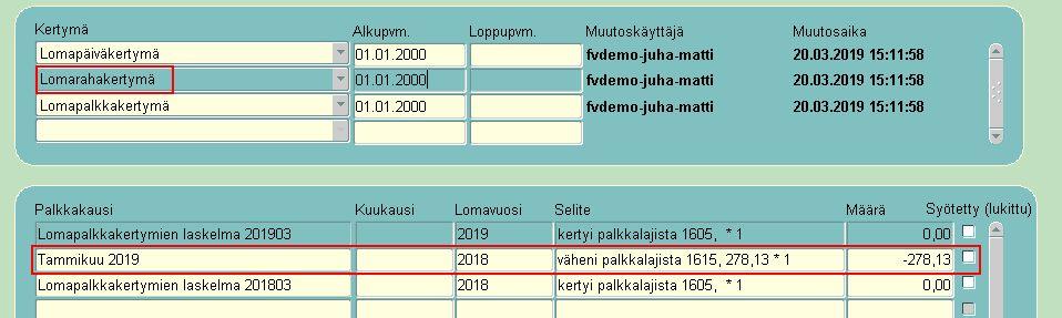 Kun syötetään tapahtumia Palkanlaskentaan, vähentää