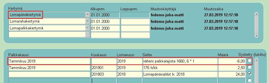 19(24) Tapahtumarivin vaikutus palkansaajan kertymiin: