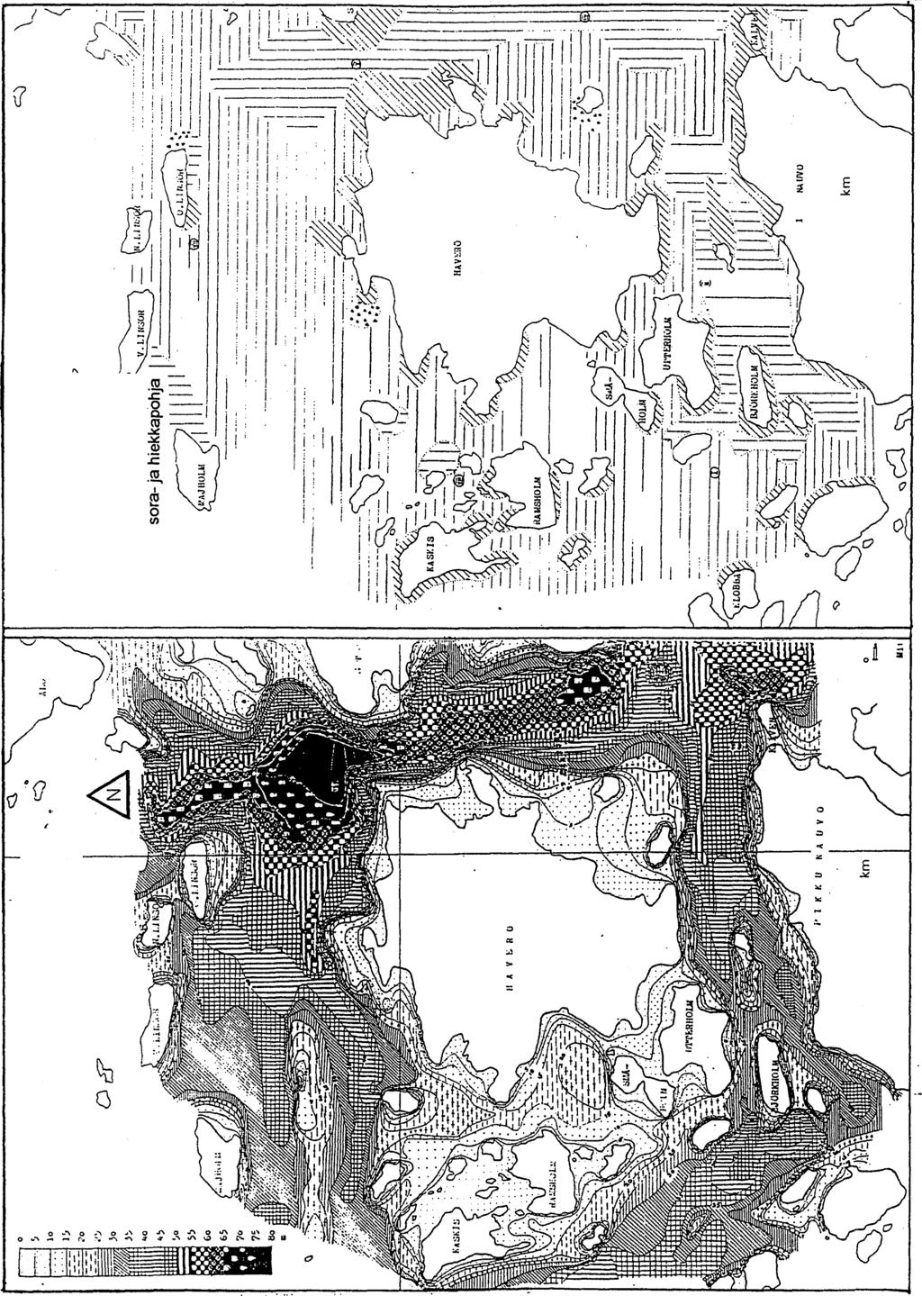 Liite 11. 92 Haverön alueen syvyyssuh teetja pohjan laatu Palomäen (1969) mukaan.!-'t,;: ';: :(0 C a., CO a., -.5 a., CO c. E co c:.:,,:, a.