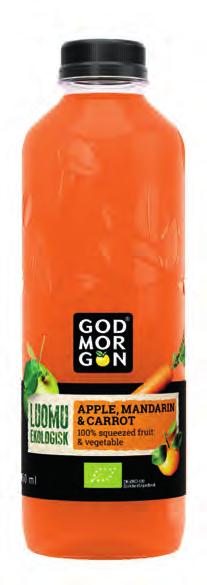 God Morgon Organic God Morgon Organic -täysmehuissa yhdistyvät kaikki modernin kuluttajan toiveet 100 % luomutäysmehujen trendikkäät maut, tyylikäs