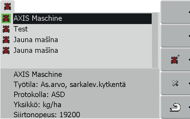 [3] Merkityn koneen asetukset [] Aktiivinen kone (profiili vihreällä taustalla) 3 Käyttöyksiköstä QUANTRON-A/E2 ei oteta mitään tietoja