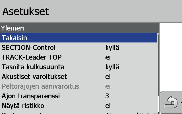 Avaa valikko Asetukset > Yleinen. Kuva.10: Section Controlin aktivointi 2.