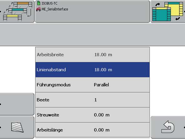 Käyttö QUANTRON-Guide.5 Navigointi Valikossa Navigointi näkyvät parametrit uuden pellon muokkausta tai jo tunnettua peltoa varten.