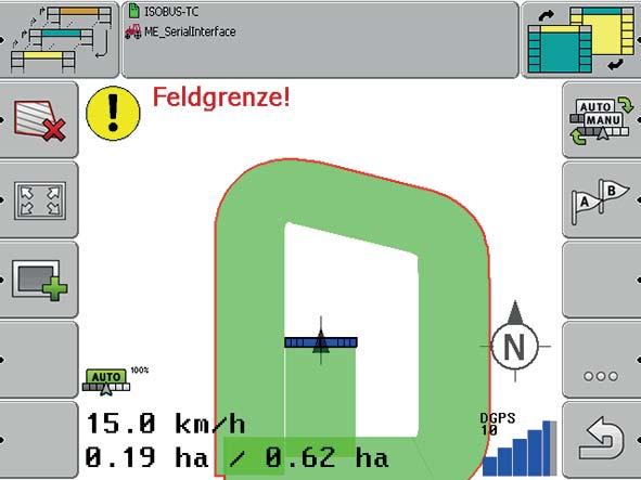 Käyttö QUANTRON-Guide.5.2 Levitystyö GPS Controlilla 1. Paina käyttöyksiköstä QUANTRON-Guide toimintonäppäintä AUTO/MANU. Toimintotila AUTO on aktiivinen 2.