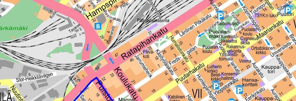 Sairashuoneenkatu 17, 19 ja 26, Heikkilänkatu 11 sekä osia Puistokadusta, Rauhankadusta, Sairashuoneenkadusta ja Heikkilänkadusta Kaavanmuutoksen tavoitteena on