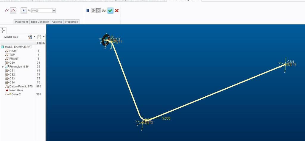 18 Datum pointeihin saadaan tehtyä Curve-ominaisuus, jolla tuleva letkun muoto saadaan esiin (kuva 14).