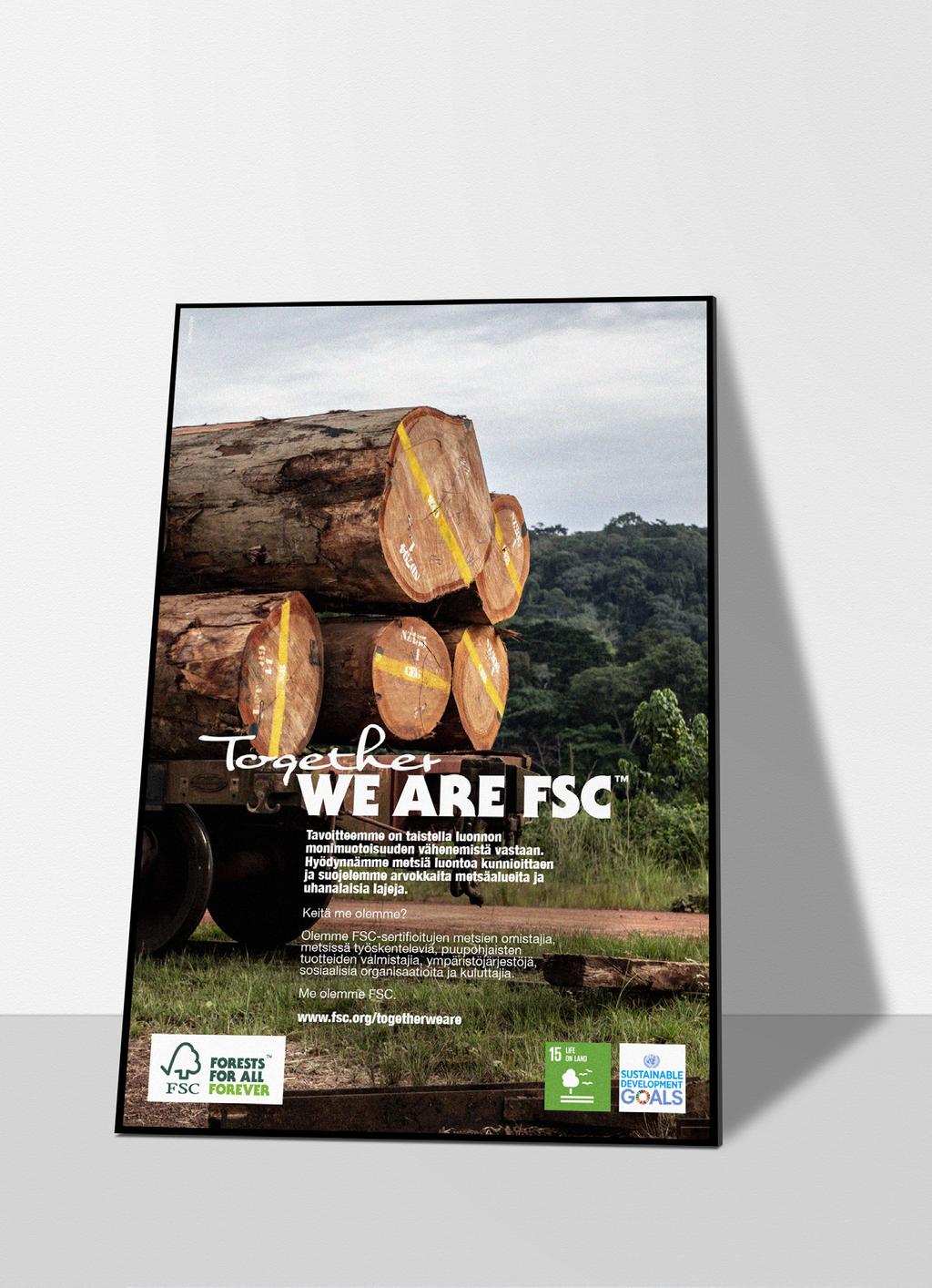 Esimerkki 1: Logo mainosmerkissä >6mm Esimerkki 2: Forests For All Forever FSC-merkki* FSC logo* >10mm FSC-nettisivut
